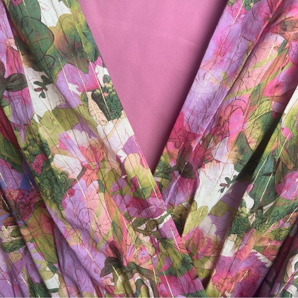 NWT Taylor Floral Print Voile Pleated V-Neck Sleeveless Maxi Dress - Size 8 - Picture 9 of 17